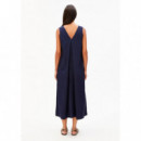 Vestidos Vestido ARMEDANGELS Poplin Maxi Cuello Pico Tinted Navy