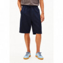 Bermudas ARMEDANGELS Cotton Lino Tinted Navy