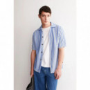 Polos Camisa Polo ARMEDANGELS  de Punto Striped Pure Wedgwood