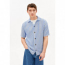 Polos Camisa Polo ARMEDANGELS  de Punto Striped Pure Wedgwood