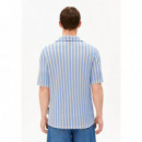 Polos Camisa Polo ARMEDANGELS  de Punto Striped Pure Wedgwood