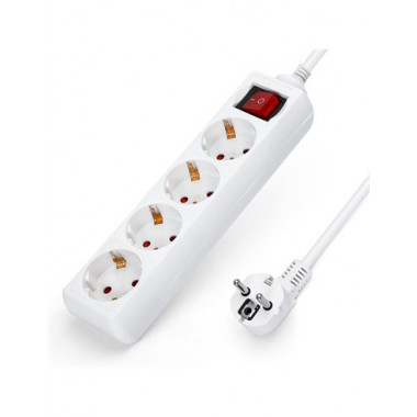 AIGOSTAR Regleta 4 Enchufes Con Interruptor Blanco 1.5Mtrs Cable