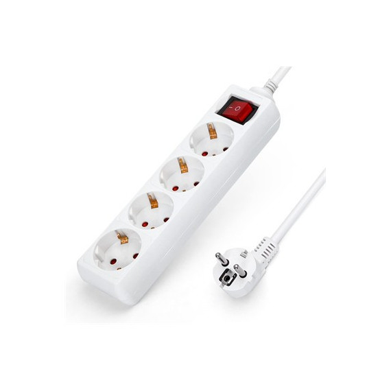 AIGOSTAR Regleta 4 Enchufes Con Interruptor Blanco 1.5Mtrs Cable