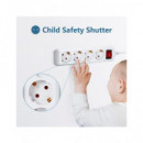 AIGOSTAR Regleta 4 Enchufes Con Interruptor Blanco 1.5Mtrs Cable