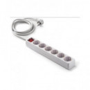 AIGOSTAR Regleta 6 Enchufes Con Interruptor 1.5Mtrs Cable Blanco