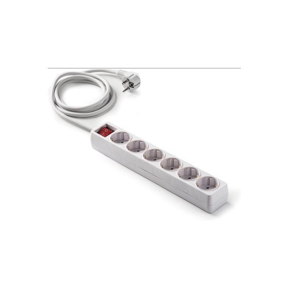 AIGOSTAR Regleta 6 Enchufes Con Interruptor 1.5Mtrs Cable Blanco