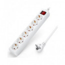 AIGOSTAR Regleta 6 Enchufes Con Interruptor 1.5Mtrs Cable Blanco