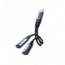 JOYROOM Cable Adaptador Tipo C/M a 2x Tipo C Audio y Carga 60W SY-C03