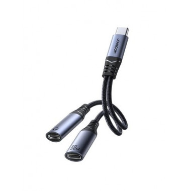 JOYROOM Cable Adaptador Tipo C/M a 2x Tipo C Audio y Carga 60W SY-C03