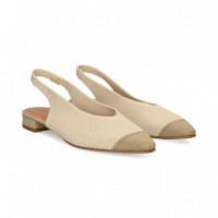 sin Talon Mil Rayas Beige+crema  MISS ELASTIC