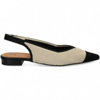 sin Talon Mil Rayas Negro+crema  MISS ELASTIC