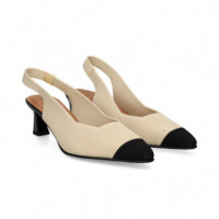 sin Talon Mil Rayas Negro+crema  MISS ELASTIC