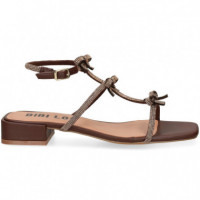 Sandalia Bebe Lazos Strass Marron  BIBI LOU