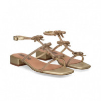 Sandalia Bebe Lazos Strass Oro  BIBI LOU