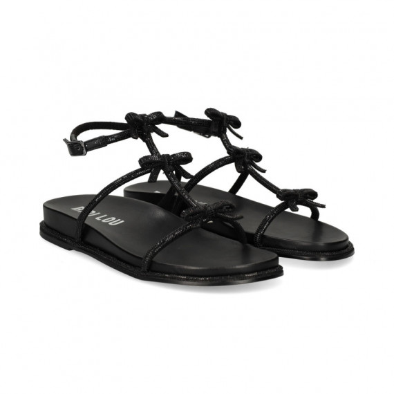 Sandalia Bebe Lazos Strass Negro  BIBI LOU