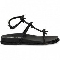 Sandalia Bebe Lazos Strass Negro  BIBI LOU