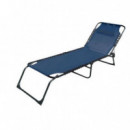 Tumbona Plegable con Almohada Azul Petróleo