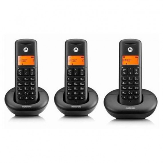 Teléfono Inalámbrico DECT Motorola Trio Negro con 3 Terminales