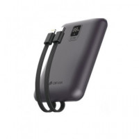 DEVIA Bateria Externa Portatil 10000MAH 22.5W con Cable Tipo C y Lightning  Negro