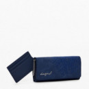 DESIGUAL Monedero Efecto Piel Bordados Mediano 25WAYP36-5031