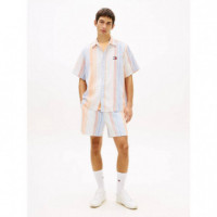 Tjm Rlx Stripe Ss Shirt Ext Ancient Whit  TOMMY JEANS