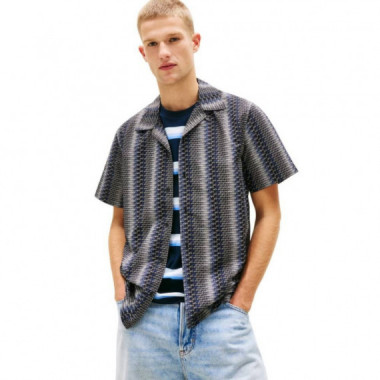 TJM REG AOP CAMP SHIRT EXT BLACK AOP