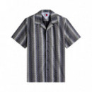 TJM REG AOP CAMP SHIRT EXT BLACK AOP