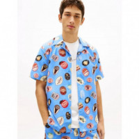 Tjm Reg Aop Camp Shirt Ext Blue Twilight  TOMMY JEANS