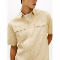Tjm Boxy Skater Shirt White Clay  TOMMY JEANS