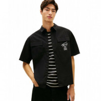 Tjm Boxy Skater Shirt Black  TOMMY JEANS