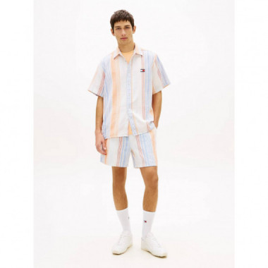 Tjm Textured Stripe Short Ext Ancient Wh  TOMMY JEANS