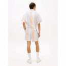 Tjm Textured Stripe Short Ext Ancient Wh  TOMMY JEANS