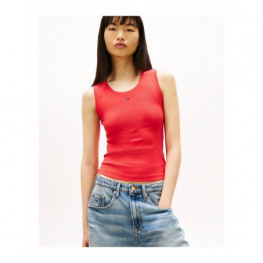 Tjw Essential Rib Tank Ext Red Alert / S  TOMMY JEANS
