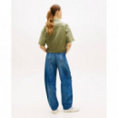 Tjw Tie Front Linen Shirt Bay Leaf  TOMMY JEANS