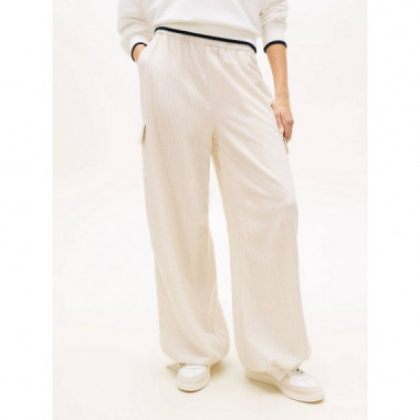 Tjw Low Rise Linen Cargo Pants White Cla  TOMMY JEANS