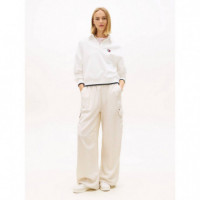 Tjw Low Rise Linen Cargo Pants White Cla  TOMMY JEANS
