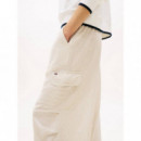 Tjw Low Rise Linen Cargo Pants White Cla  TOMMY JEANS