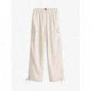 Tjw Low Rise Linen Cargo Pants White Cla  TOMMY JEANS