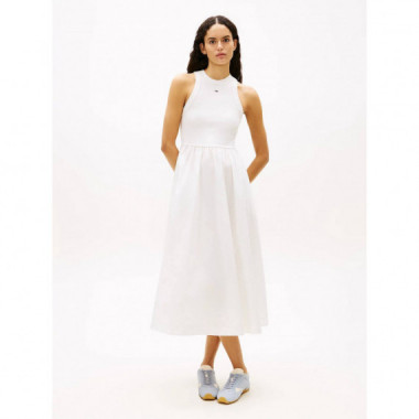 Tjw Rib Poplin Tank Dress Ext Ecru  TOMMY JEANS