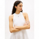 Tjw Rib Poplin Tank Dress Ext Ecru  TOMMY JEANS