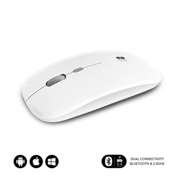 SUBBLIM Raton Optico Wireless Dual Flat Mouse Recargable Blanco