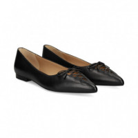 Bailarina Lazo Piel Negro  LAUREN RALPH LAUREN