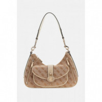Jessa Shoulder Bag Latte Logo  GUESS