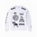 CHAMPION ROCHESTER Camisetas Hombre Camiseta Aries X Champion Sponsor de Manga Larga con Gráfico Unisex Blanco