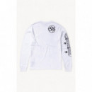 CHAMPION ROCHESTER Camisetas Hombre Camiseta Aries X Champion Sponsor de Manga Larga con Gráfico Unisex Blanco