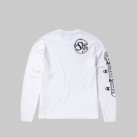 CHAMPION ROCHESTER Camisetas Hombre Camiseta Aries X Champion Stars de Manga Larga con Gráfico Unisex Blanco