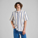Camisas Camisa DEDICATED Brantevik Floral Stripe Blue