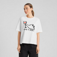 Camisetas Mujer Camiseta DEDICATED Vadstena Drink In Peace White