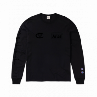CHAMPION ROCHESTER Camisetas Hombre Camiseta Aries X Champion Stars de Manga Larga con Gráfico Unisex Negra