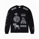 CHAMPION ROCHESTER Camisetas Hombre Camiseta Aries X Champion Sponsor de Manga Larga con Gráfico Unisex Negra